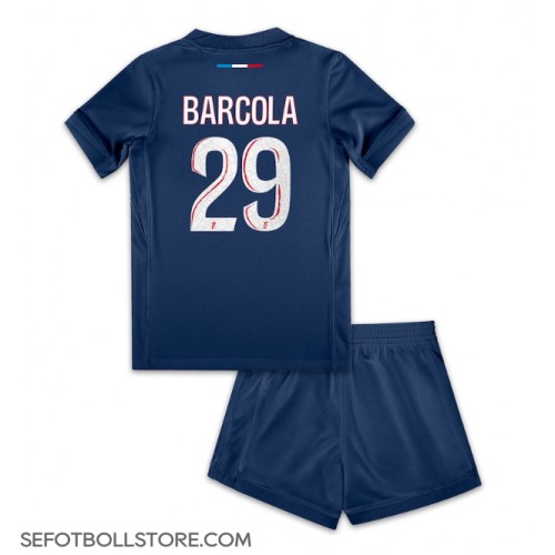 Paris Saint-Germain Bradley Barcola #29 Replika babykläder Hemmaställ Barn 2024-25 Kortärmad (+ korta byxor)